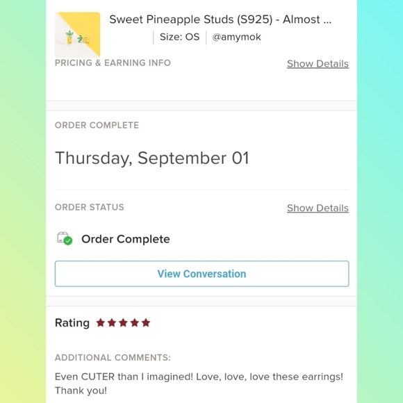 Sweet Pineapple Studs (S925) - Only 3 left! - Picture 9 of 9